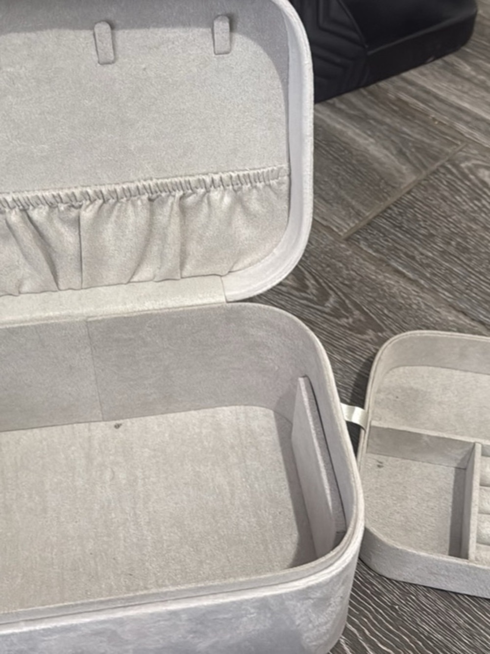 Gray Jewelry Organizer with Removable Tray
